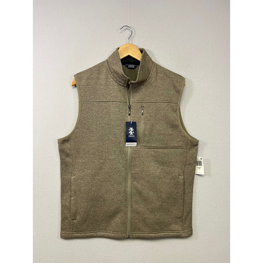 Gorpcore Outdoor IZOD Mens Med Crockery Tan Full‎ Zip Fleece Vest 46IZFIB52R-267